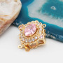 Chiusura a slitta multifilo oro 15x17.5 mm cristallo rosa e bianchi conf. 1 pz