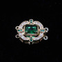 Chiusura a slitta multifilo oro 16x13.5 mm cristalli smeraldo e bianchi conf. 1 pz
