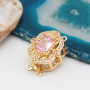 Chiusura a slitta multifilo oro 16x13.5 mm cristallo rosa e bianchi conf. 1 pz