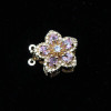 Chiusura a slitta multifilo oro fiore 15 mm cristallo rosa e bianchi conf. 1 pz