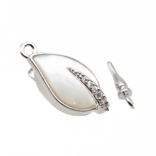 Chiusura a slitta foglia madreperla bianca 18x8 mm conf. 1 pz
