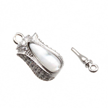 Chiusura a slitta giglio madreperla bianca 19x9 mm conf. 1 pz