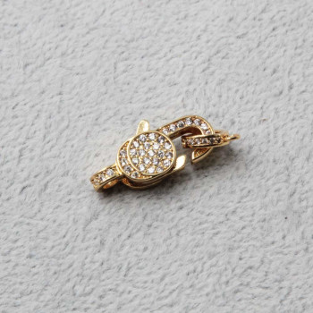 Moschettone ottone placcato oro con strass 21 mm 1 pz