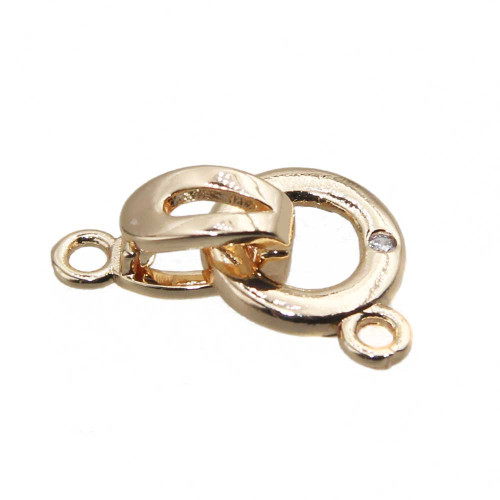 Chiusura a clips placcata oro 14 kt con strass 18x9 mm 1 pz