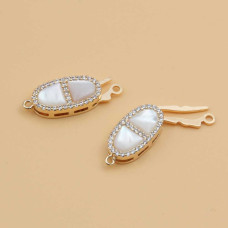 Chiusura a slitta con intarzi in madreperla 15x9 mm gold plated 1 pz