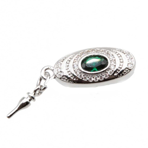 Chiusura a slitta ovale decorata cristallo verde 20x8 mm conf. 1 pz