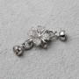 Chiusura in ottone placcata oro bianco con strass fiore 40 mm 1 pz