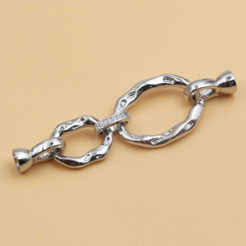 Chiusura White gold plated con strass 53 mm 1 pz