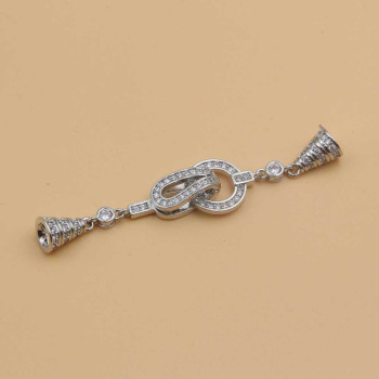Chiusura White gold plated con strass 55 mm 1 pz