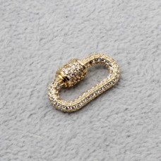 Chiusure a vite con strass ovale placcata oro 20 mm 1 pz Chiusure a vite con strass ovale placcata oro 20 mm 1 pz