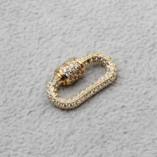 Chiusure a vite con strass ovale placcata oro 20 mm 1 pz
