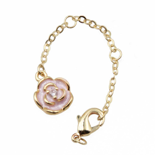 Estensione oro 70 mm con pendente rosa con strass conf.1 pz