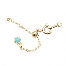 Estensione placcata argento 925 oro 62 mm con pendente turchese conf.1 pz Estensione placcata argento 925 oro 62 mm con pendente turchese conf.1 pz