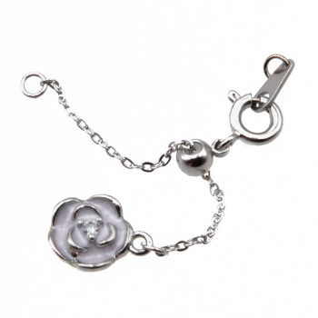 Estensione regolabile argento rodio 67 mm con pendente rosa con strass conf.1 pz