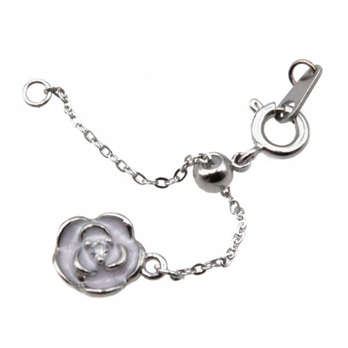 Estensione regolabile argento rodio 67 mm con pendente rosa con strass conf.1 pz