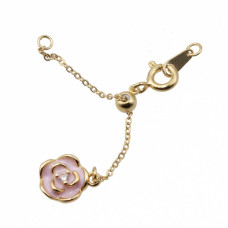 Estensione regolabile oro 67 mm con pendente rosa con strass conf.1 pz Estensione regolabile oro 67 mm con pendente rosa con strass conf.1 pz
