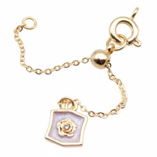 Estensione regolabile oro 70 mm con pendente smaltato e strass bianco 1 pz Estensione regolabile oro 70 mm con pendente smaltato e strass bianco 1 pz