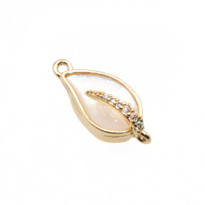 Chiusura a slitta foglia occhio di gatto bianco 18x8 mm conf. 1 pz Chiusura a slitta foglia occhio di gatto bianco 18x8 mm conf. 1 pz