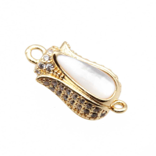 Chiusura a slitta giglio occhio di gatto bianco 19x9 mm conf. 1 pz
