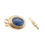Chiusura a slitta oro con occhio di gatto azzurro 10x8 mm conf.1pz