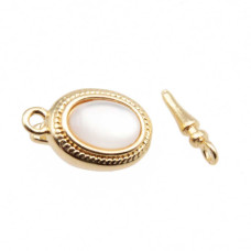 Chiusura a slitta oro con occhio di gatto bianco 10x8 mm conf.1pz Chiusura a slitta oro con occhio di gatto bianco 10x8 mm conf.1pz