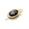 Chiusura a slitta oro con occhio di gatto nero 10x8 mm conf.1pz
