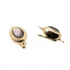 Chiusura a slitta oro con occhio di gatto nero 10x8 mm conf.1pz
