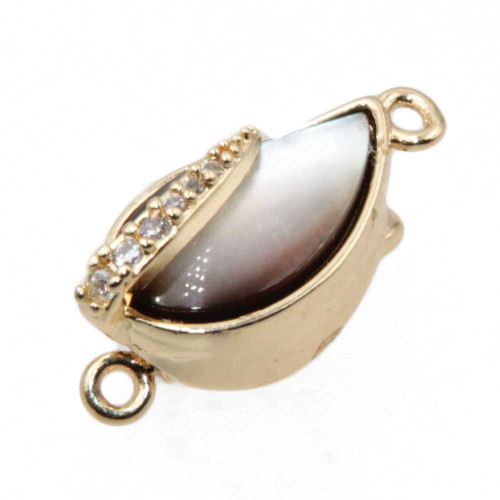 Chiusura a slitta oro foglia madreperla nera 18x8 mm conf. 1 pz