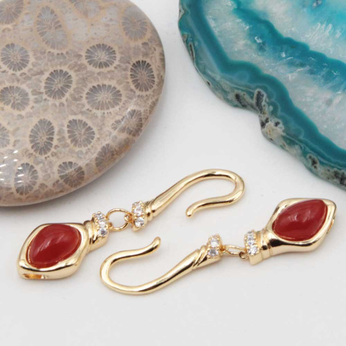 Chiusura con pietre dure agata rossa oro 37 mm con strass conf. 1 pz