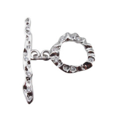 Chiusura a T Bar argento con strass 14.5 mm 1 pz Chiusura a T Bar argento con strass 14.5 mm 1 pz