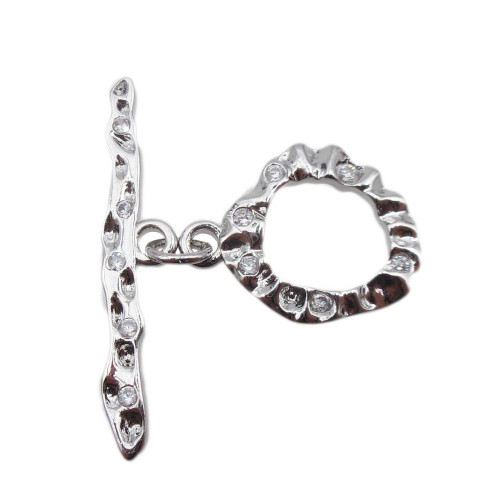 Chiusura a T Bar argento con strass 14.5 mm 1 pz