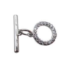 Chiusura a T Bar argento con strass 9 mm 1 pz Chiusura a T Bar argento con strass 9 mm 1 pz