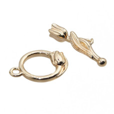 Chiusura a t bar fiore oro 12.5 mm 1 pz Chiusura a t bar fiore oro 12.5 mm 1 pz