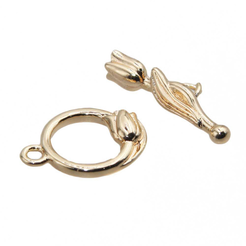 Chiusura a t bar fiore oro 12.5 mm 1 pz