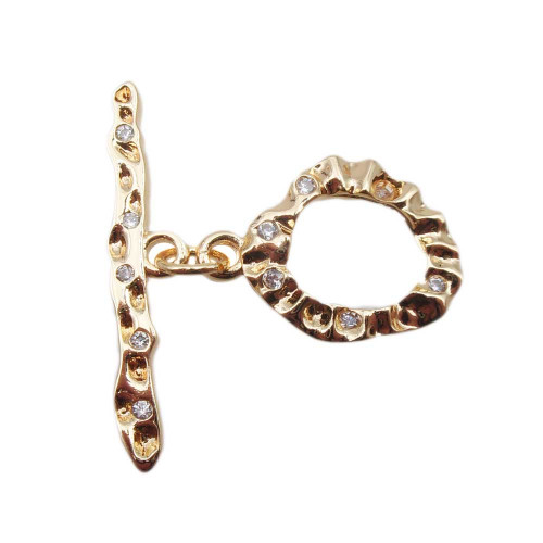 Chiusura a T Bar oro con strass 14.5 mm 1 pz