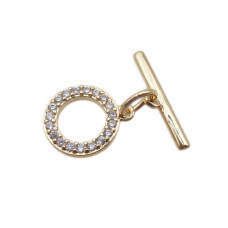 Chiusura a T Bar oro con strass 8.8 mm 1 pz Chiusura a T Bar oro con strass 8.8 mm 1 pz