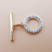Chiusura a T Bar oro con strass 8.8 mm 1 pz