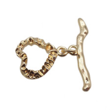 chiusura a T Bar oro cuore 14 mm 1 pz chiusura a T Bar oro cuore 14 mm 1 pz