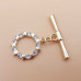 Chiusura a T Bar oro tonda con strass e stelle 13.2 mm 1 pz