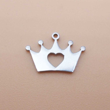 Charms in acciaio coroncina 12.8x8.9 mm 2 pz