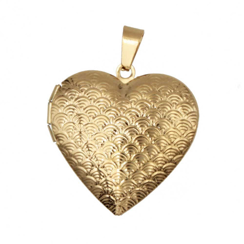 Ciondoli in acciaio oro cuore 27 mm inciso conf. 1 pz