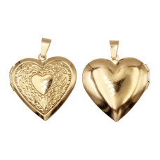 Ciondoli in acciaio oro cuore 27 mm inciso conf. 1 pz