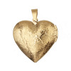 Ciondoli in acciaio oro cuore 27 mm inciso fiori conf. 1 pz