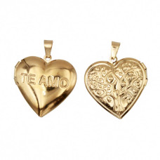 Ciondoli in acciaio oro cuore 27 mm scritta te amo conf. 1 pz