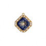 Ciondolo in acciaio con strass smaltato blu 20x18 mm conf. 1 pz