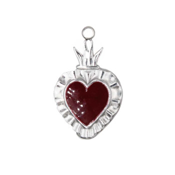 Cuore sacro acciaio smaltato bordò 24.4x15 mm 1 pz