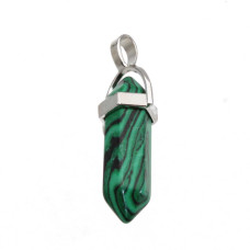 Ciondolo cristalloterapia malachite 38x9 mm conf. 1 pz