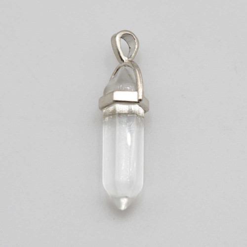Ciondolo cristalloterapia quarzo bianco 38x9 mm conf. 1 pz