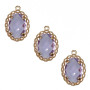 Ciondolo con cristallo viola e cornice decorata oro 20x14 mm conf. 1 pz