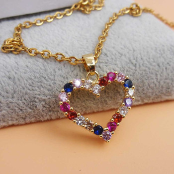 Ciondolo cuore oro strass colorati 20 mm 1 pz